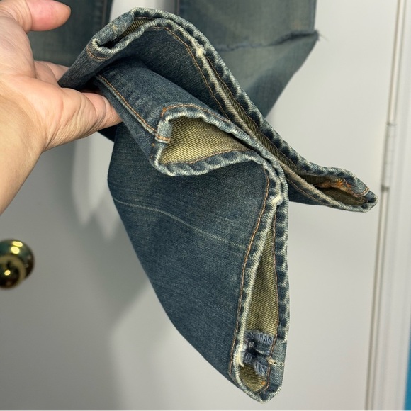 7 For All Mankind Dirty Wash Blue Boot Cut Jeans Mid Rise Vintage Y2K Sz 28 EUC - Picture 13 of 14